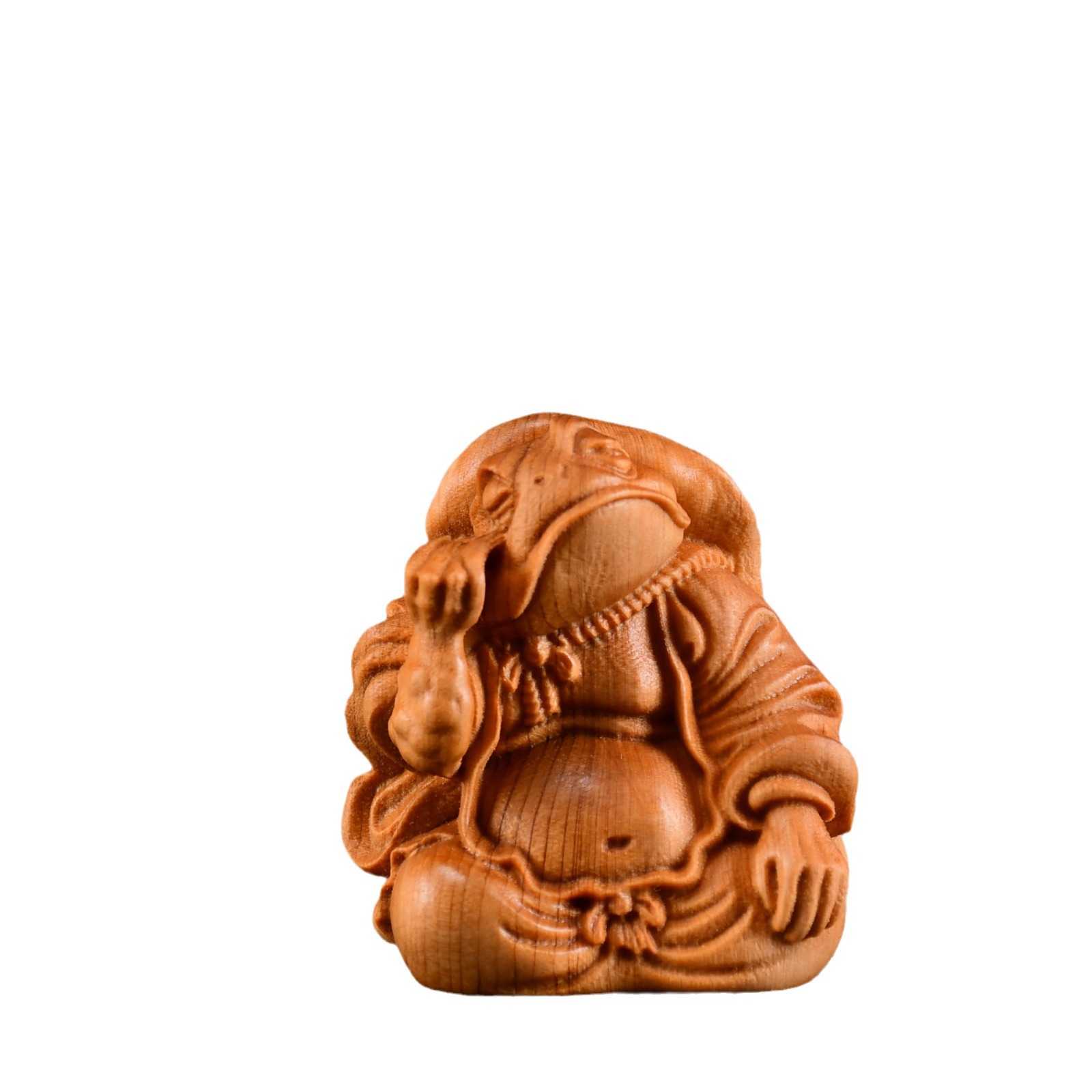 Picture of Thuja Wood Carving Golden Toad Talented Ninja Turtles Crafts Carry-on Play Creative Men's Hand-made Desktop