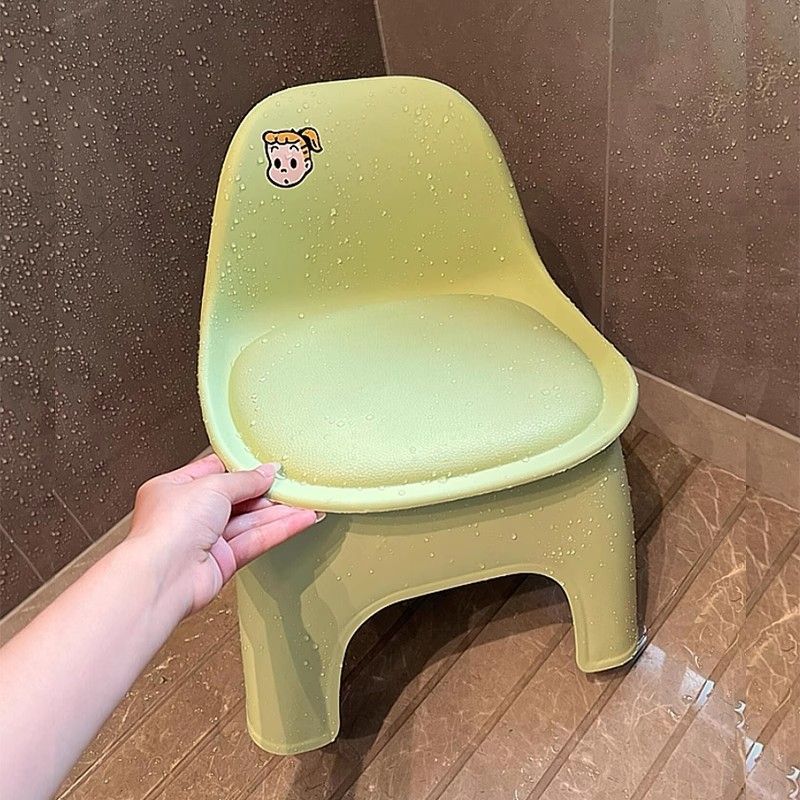 Picture of Stool small short stool backrest home cute children's plastic shoe changing stool toilet bathroom bath small bench chair