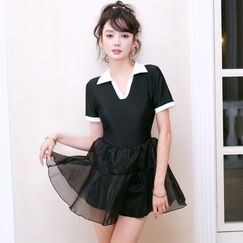 2023 new swimsuit women's one-piece skirt fairy belly-covered slim sexy South Korea ins style hot spring swimsuit