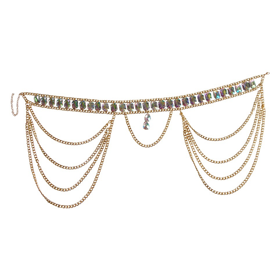European and American Cross-Border Jewelry Summer Sexy Metal Acrylic Multi-Layer Alloy Bra Versatile Chain Waist Chain Body Chain