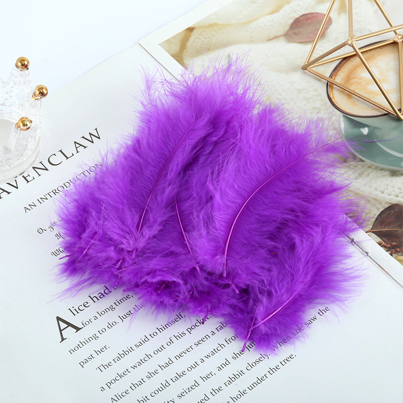 Picture of Feather decoration color turkey feather pointed tail velvet dream catcher net material wave ball gift box filler shooting props