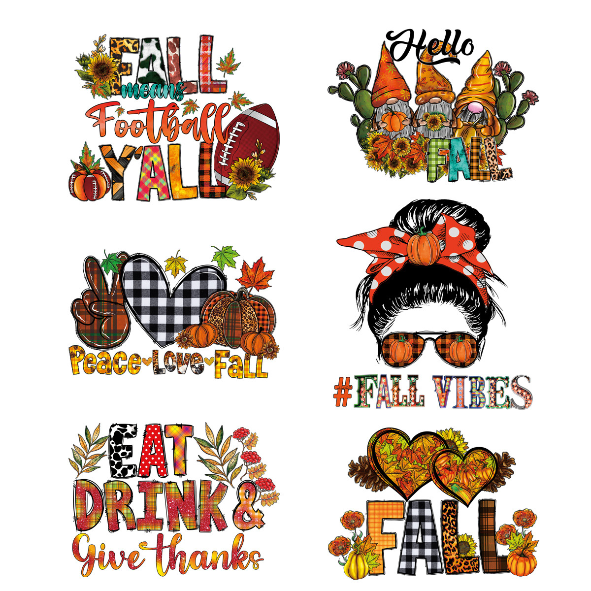 New Autum Thanksgiving Series Heat Transfer Stickers for Adults and Kidsren Clothing T-Shirt Handmade DIY Printing