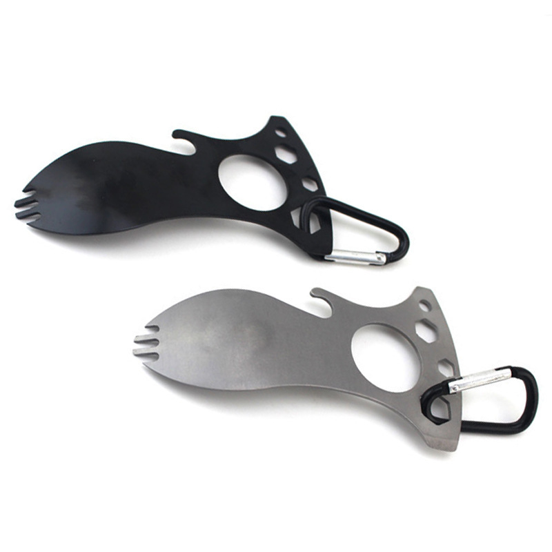 Picture of Outdoor Portable Tools Camping Equipment Outdoor Multifunctional Emergency Stainless Steel Spoon Fork Bottle Opener Wrench