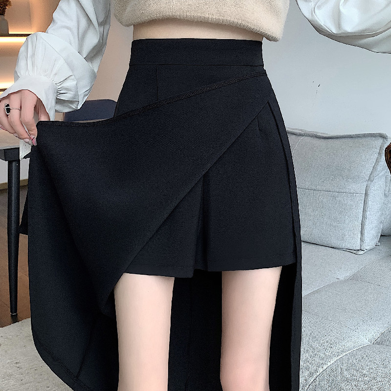 New Elegant Waist Slit Summer Women's A-Line Skirt High Waist Slimming Look 2024 Black Mid-Length Hip Skirt