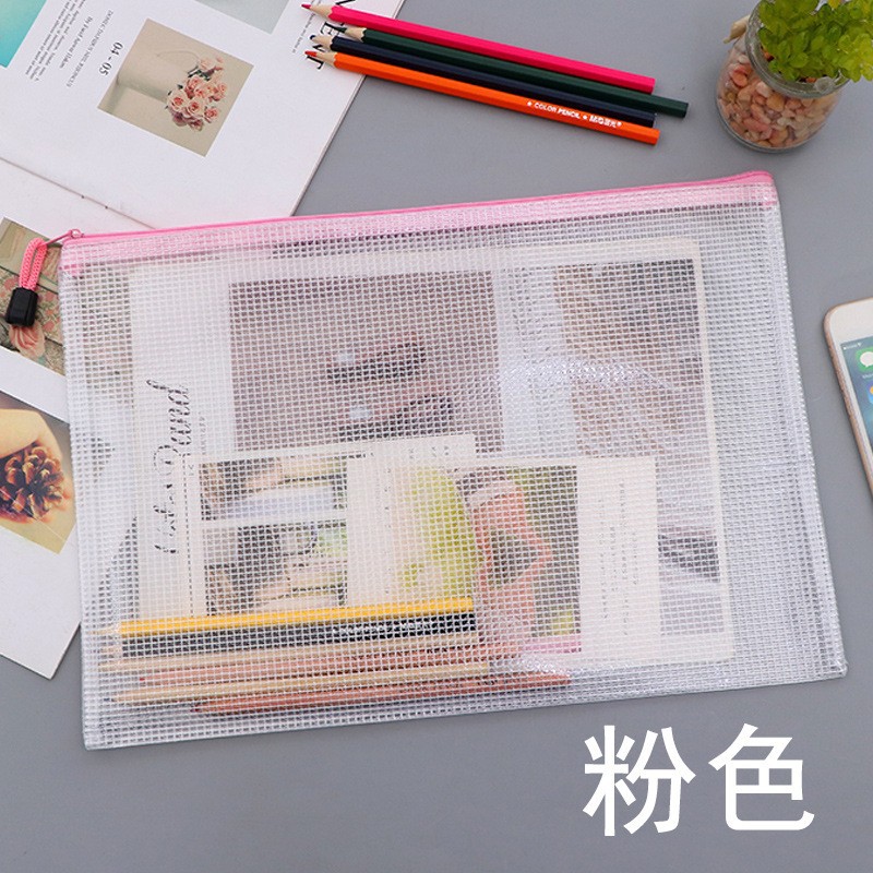 Picture of Wholesale Pvc Plastic A5 Large Capacity Mesh Zipper File Bag A3 Storage File Prenatal Check-Up Information A4 Storage Bag