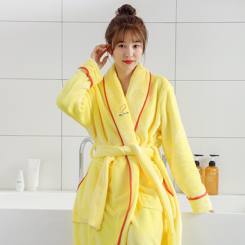 New Coral Fleece Nightgown Women's Winter Pajamas Warm Bathrobe Women's Autumn and Winter Long Thickened Cross-border Home Clothes Wholesale