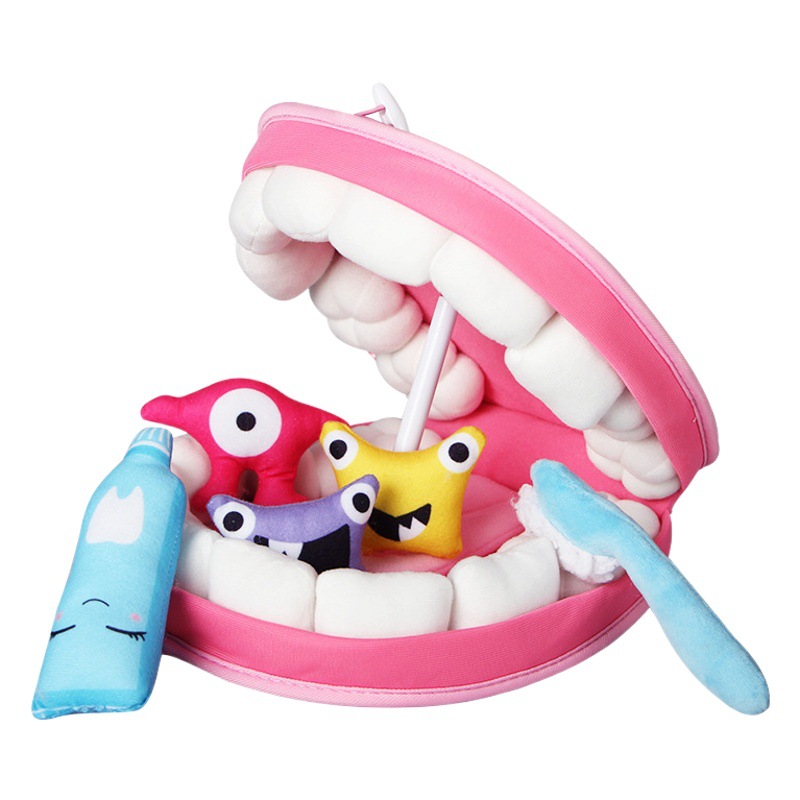 Aipinqi Tooth Bacteria Toys Baby Play House Plush Toys Kidsren Early Education Learning Toothbrushing Toddler Teaching Aids