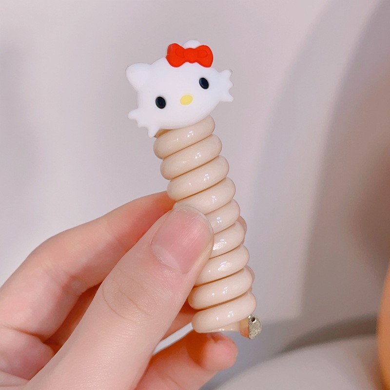 Picture of Children's coil telephone line hair band female high ponytail does not hurt hair hair rope high elastic durable rubber band Braid artifact