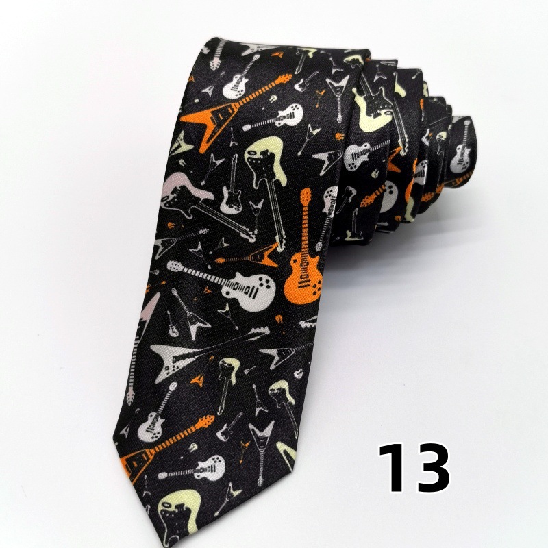 Picture of Ultra-narrow 5cm printed tie leopard print hand-tied unisex casual tie