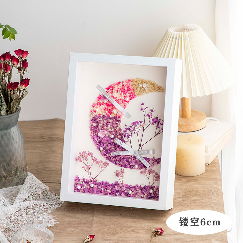 Picture of Factory wholesale dried flower photo frame stereo diy handmade paper towel rose hollow 3CM6CM specimen frame table