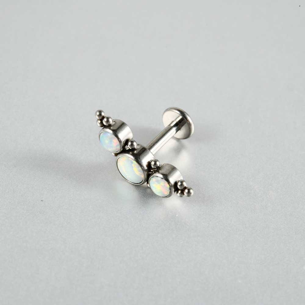 Picture of G23 Titanium Alloy Candy Color Opal Lip Nails Oil Drop Lip Nails Exploding Curved Ear Bone Nails Body Piercing Spot
