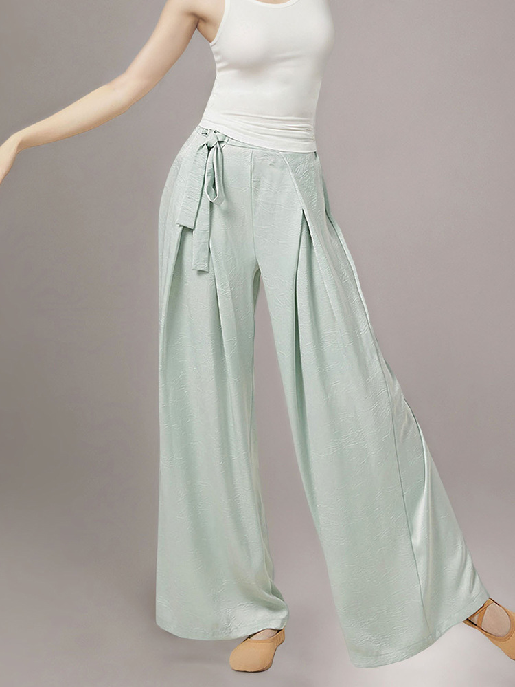 Classical dance pants women's new lace-up pinch pleated practice pants, ethnic Chinese dance flowing drape dance wide-leg pants adults