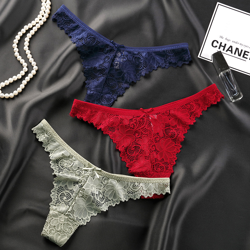 Picture of Foreign trade underwear women's European and American breathable low waist sexy lace thong comfortable cotton crotch women's underwear women's pure desire