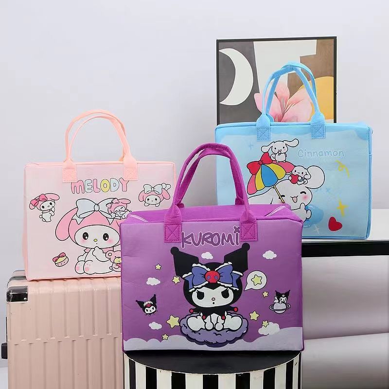 New Felt Travel Bag Cute Cartoon Felt Handbag High Color Value Student Travel Storage Bag Support Logo