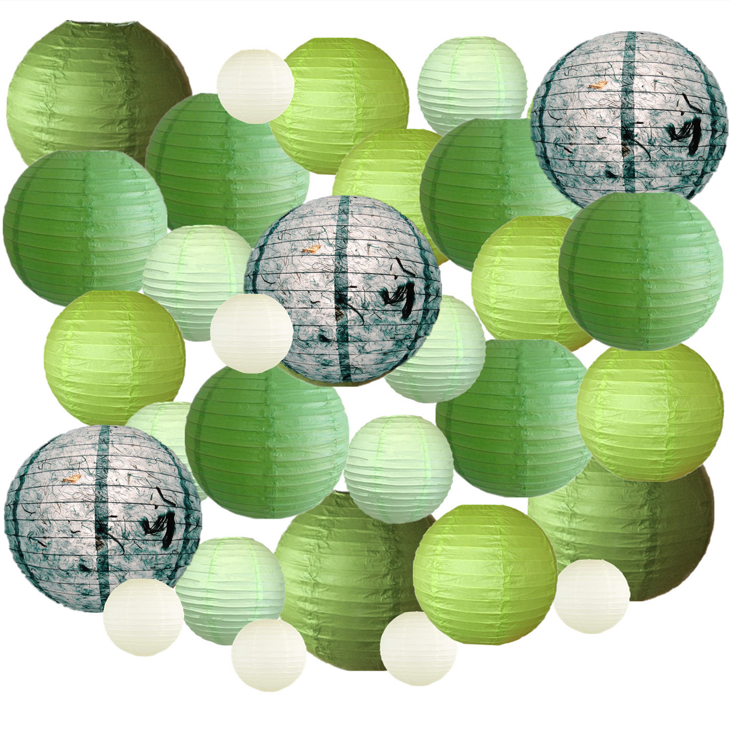 Picture of Spring, Summer, Autumn and Winter Colorfulful Paper Lanterns Round Foldableable Paper Art Combination Set Hanging Lanterns