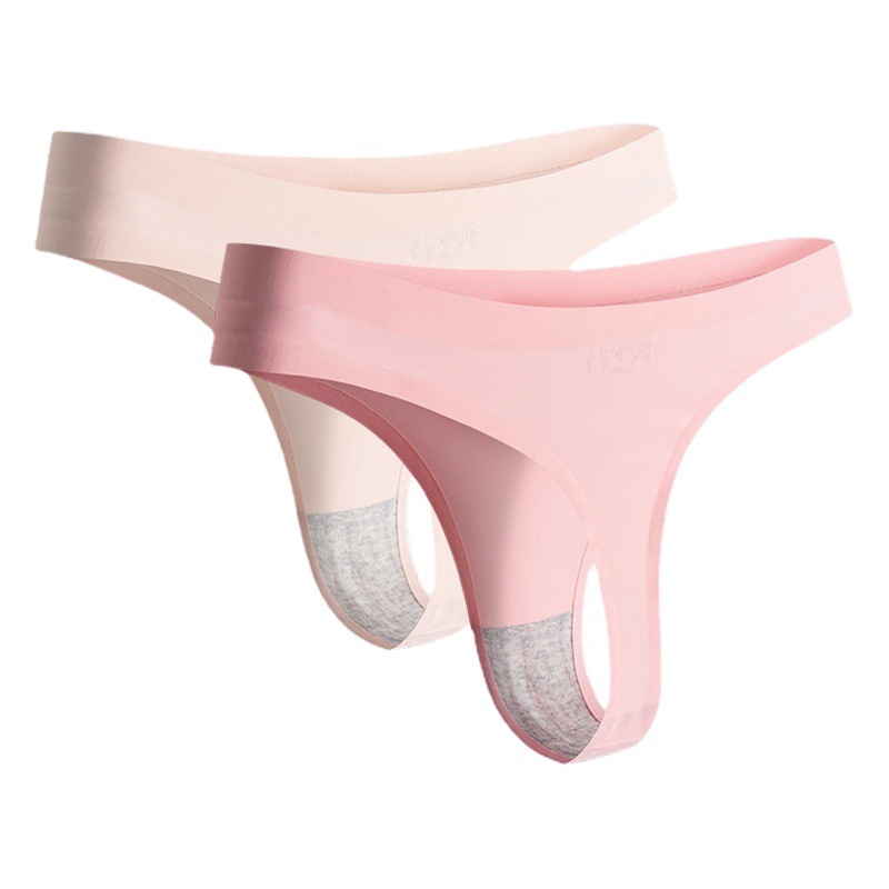 European and American sports fitness women's thong ice silk seamless one-piece invisible fit low waist pure wind T pants women