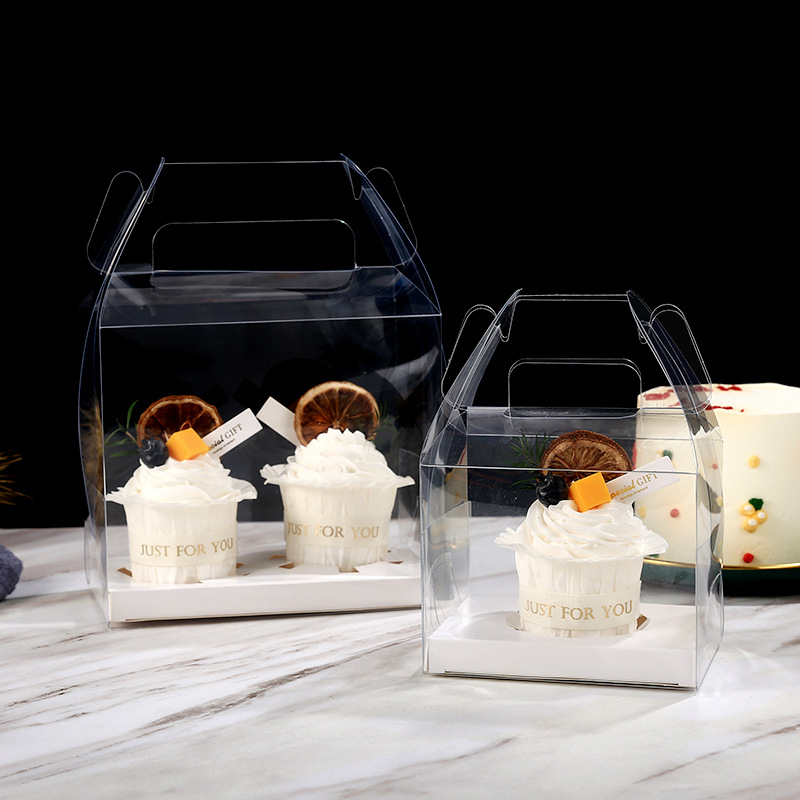 Customized Cake Paper Cups, Transparent Boxes, Single and Double Muffin Cup Boxes, Egg Tart Baking Plastic Packaging Boxes, Thickened