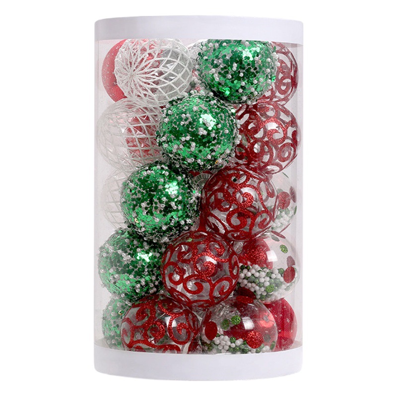 Cross-border new Christmas decorations Red Green White boutique PET painted Christmas ball suit Christmas tree decorative ball