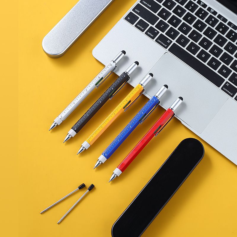 Multifunctional six-in-one metal tool pen level gauge touch screen pen cross screwdriver ballpoint pen
