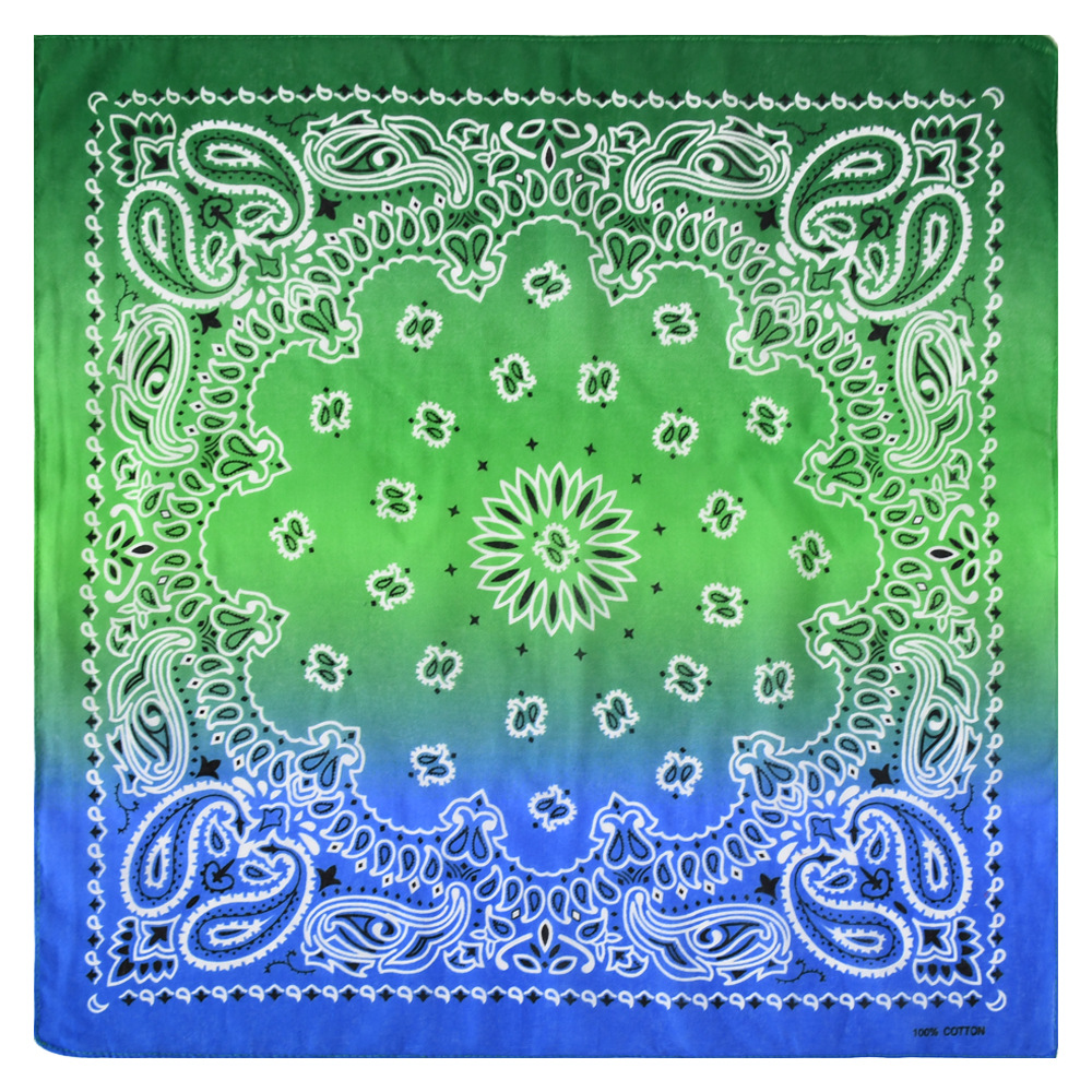 Picture of New Korean version of cotton gradient sweat-absorbent breathable turban sports outdoor riding scarf printed square scarf wholesale