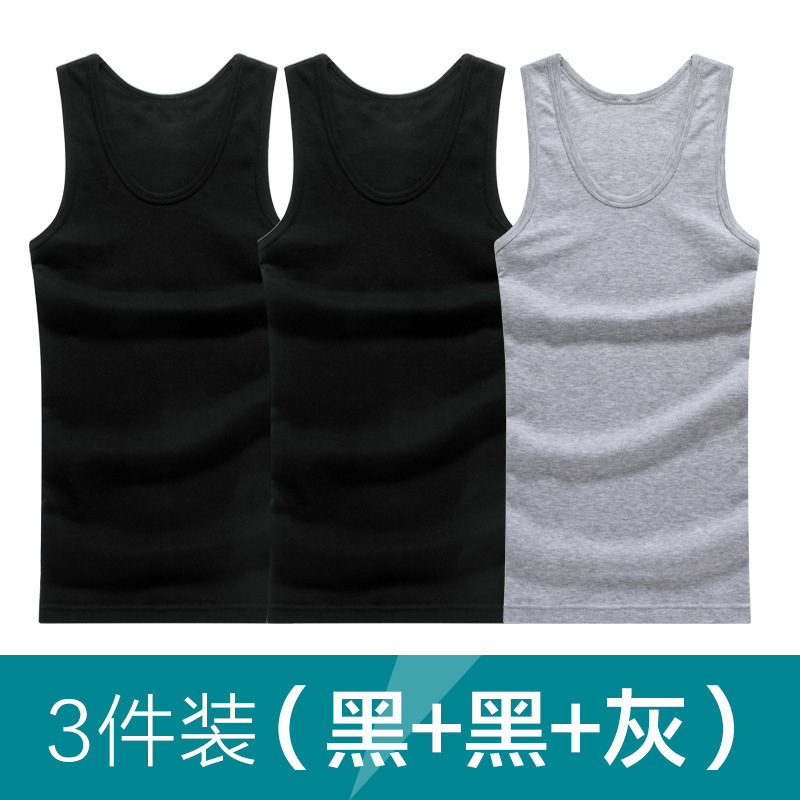 Picture of 3-piece Men's vest cotton base sports tight cotton solid color slim round neck spring and summer tide a generation of hair