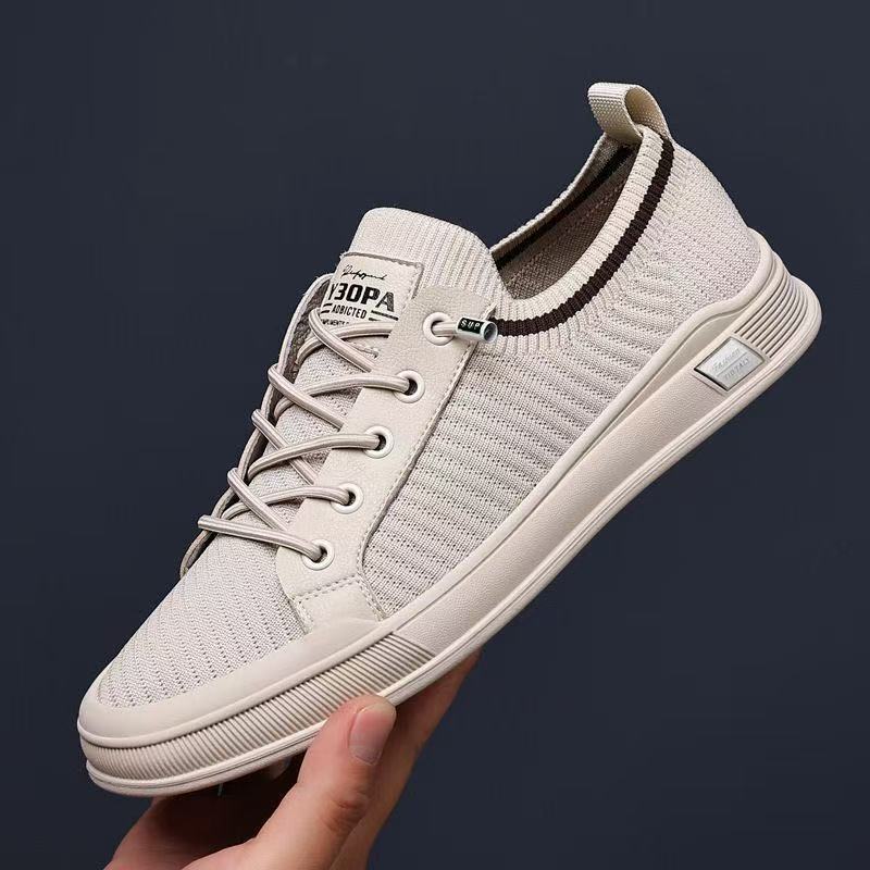 Flying Weaving Men's Shoes Cross-border New 2025 Mesh sneaker Soft-soled Lightweight Casual Shoes Slip-on Lazy Men's Board Shoes