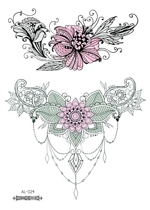 Picture of Cross-border New Waterproof Chest Tattoo Sticker Original Big Figure Sexy Flower Arm Tattoo Sticker Disposable Tattoo Sticker