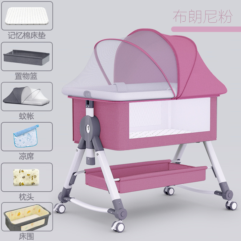 Picture of Baby Bed Neonatal Bed Splicing Big Bed Baby Shaker bb Children's Bed Multi-functional Mobile Foldable Bed