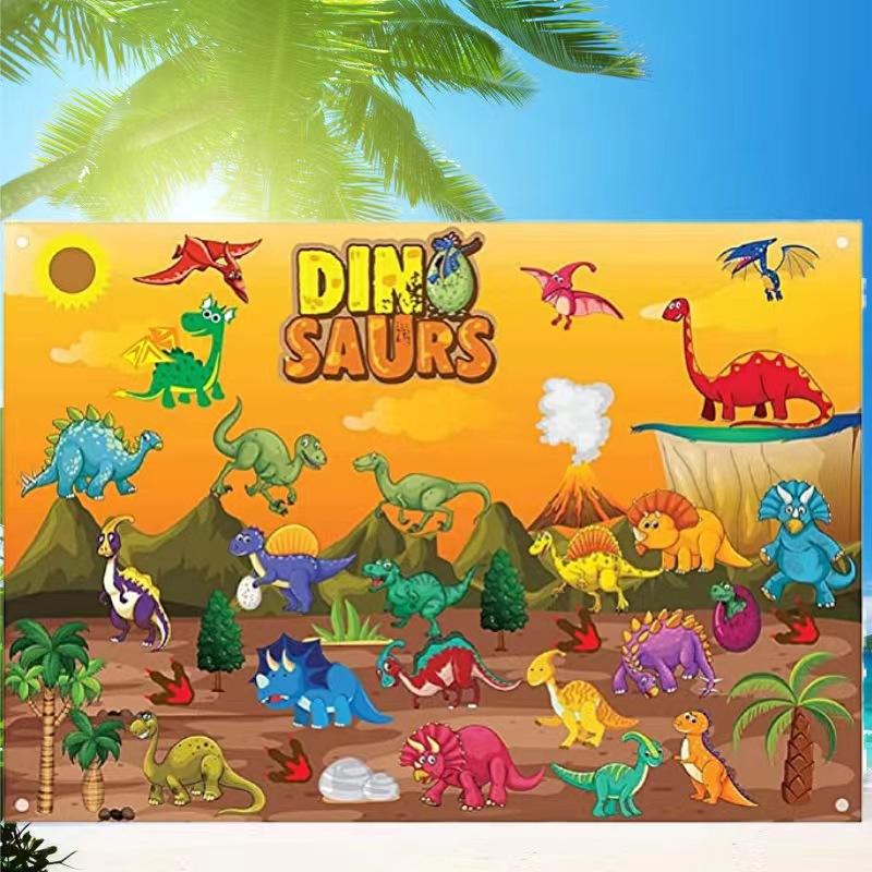 Picture of Amazon cross-border children's early education 3DIY three-dimensional felt game package storyboard learning board printing dinosaur animals