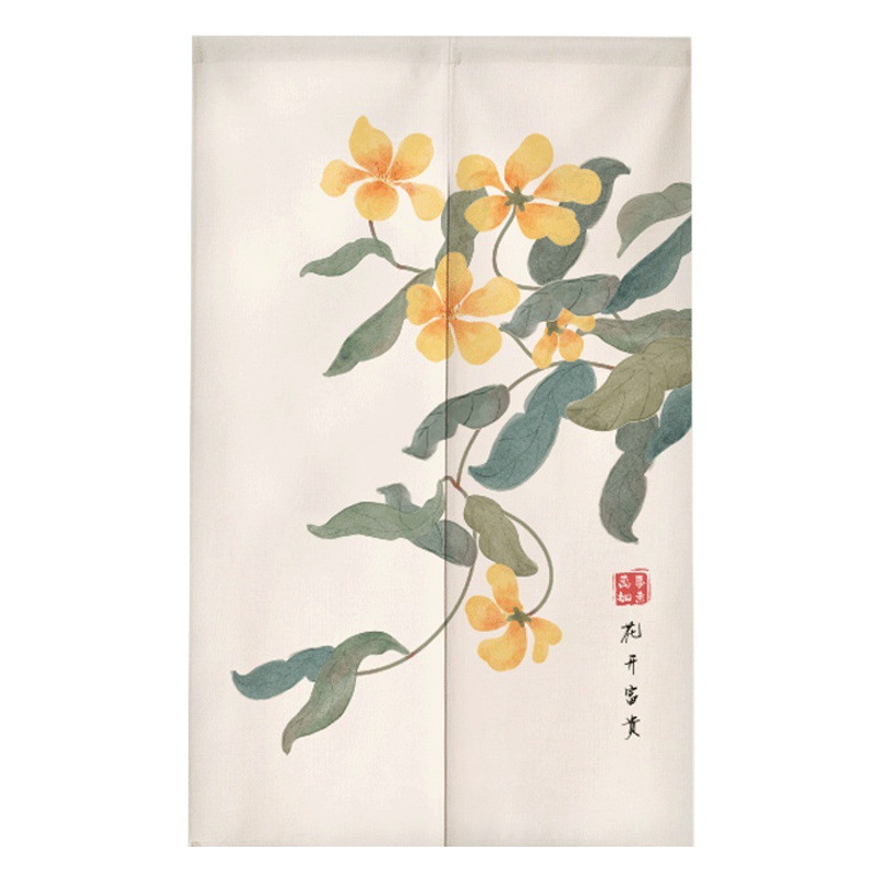 Customizable logo door curtain bedroom living room punch-free partition curtain New China style fabric hallway covering cloth curtain