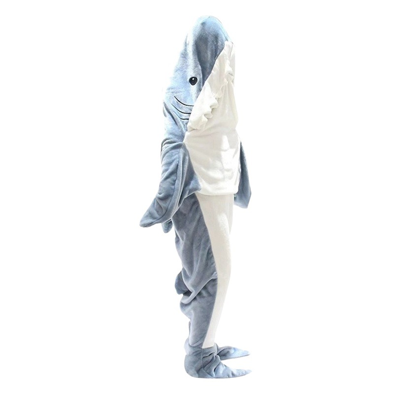 Cross-border shark sleeping bag adult student cartoon pajamas new jumpsuit flannel home wear sand carving sleeping bag