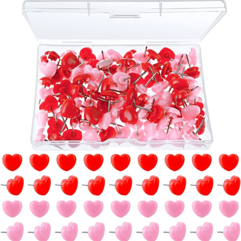Plastic Heart-Shaped Push Pins Creative Office Stationery DIY Heart-Shaped Thumbtacks Map Pins Creative Stationery