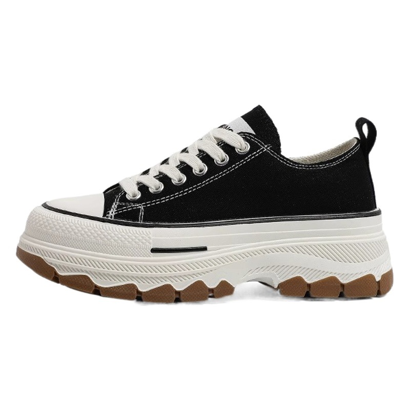 Universal Platform Canvas Shoes 2025 Spring New High-rise Shoes Women Black Loaf Casual Board Shoes