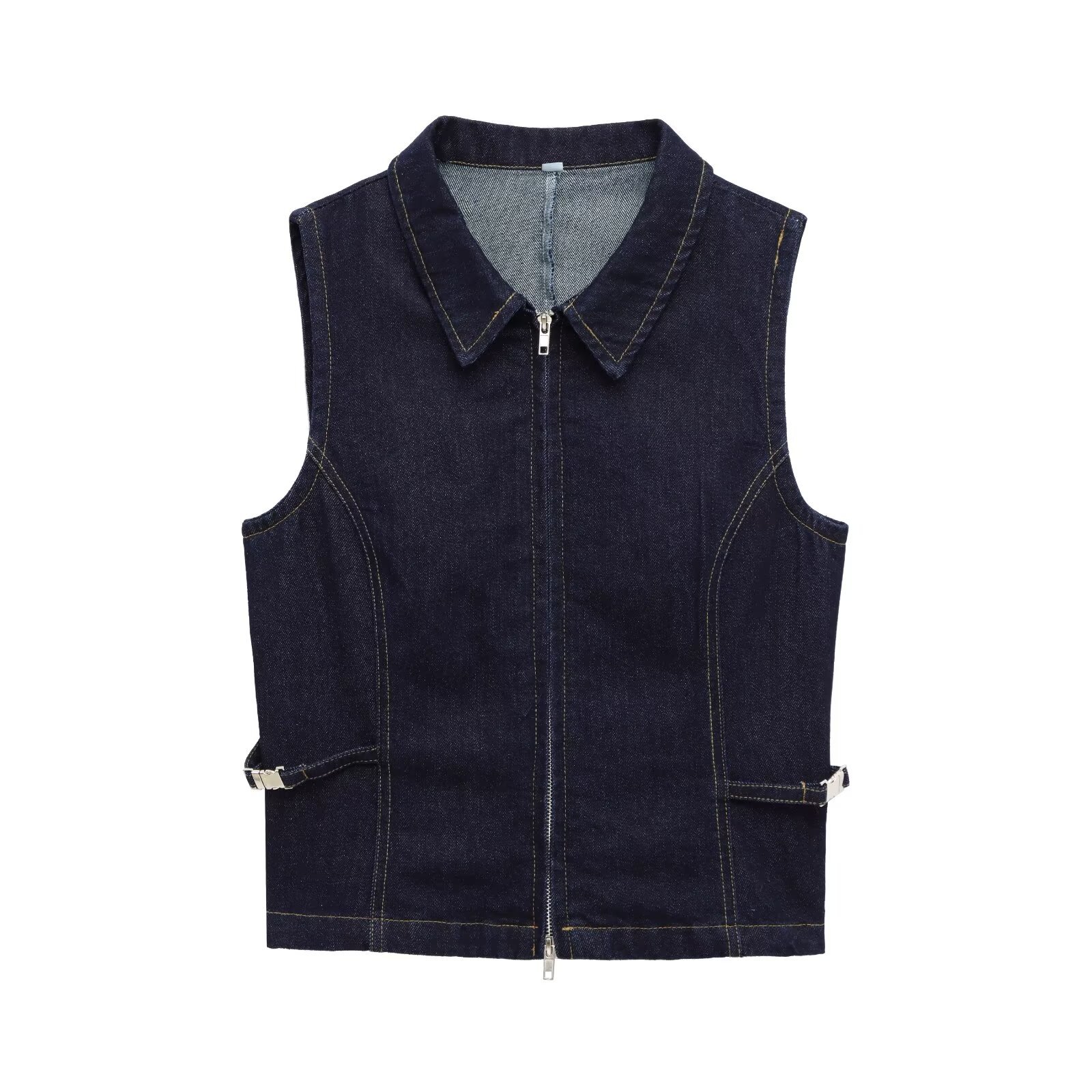 Picture of ZA cross-border women's clothing wholesale European and American style early spring new fashion Joker lapel slim sleeveless Denim vest top