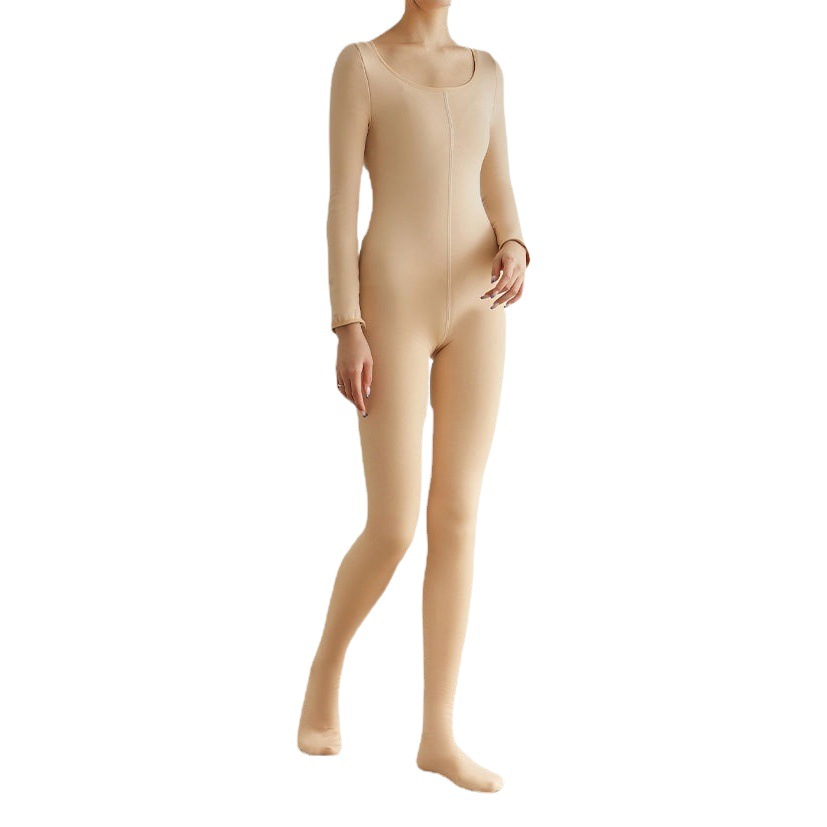 Adult one-piece padded fleece-lined jumpsuit crotch-free winter cold-proof warm all-in-one large size for men and women