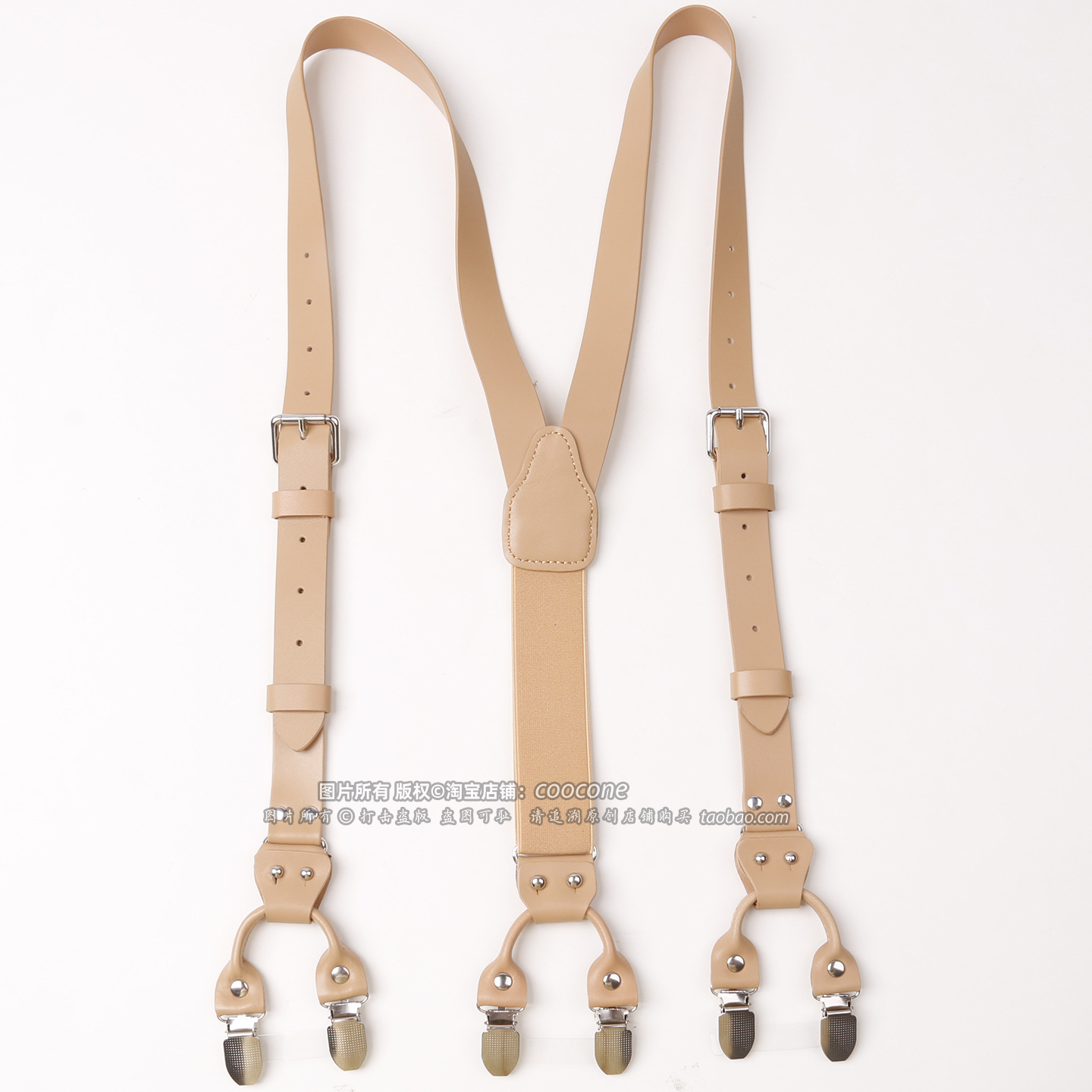 Adult men's strap clip six-clip pants anti-drop camisole cowhide suspender strap adjustable 2.5cm
