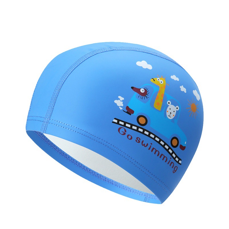 Genuine Yuke Children's Swimming Cap Boys and Girls Cartoon PU Waterproof Ear Protection Swimming Cap Baby Swimming Equipment