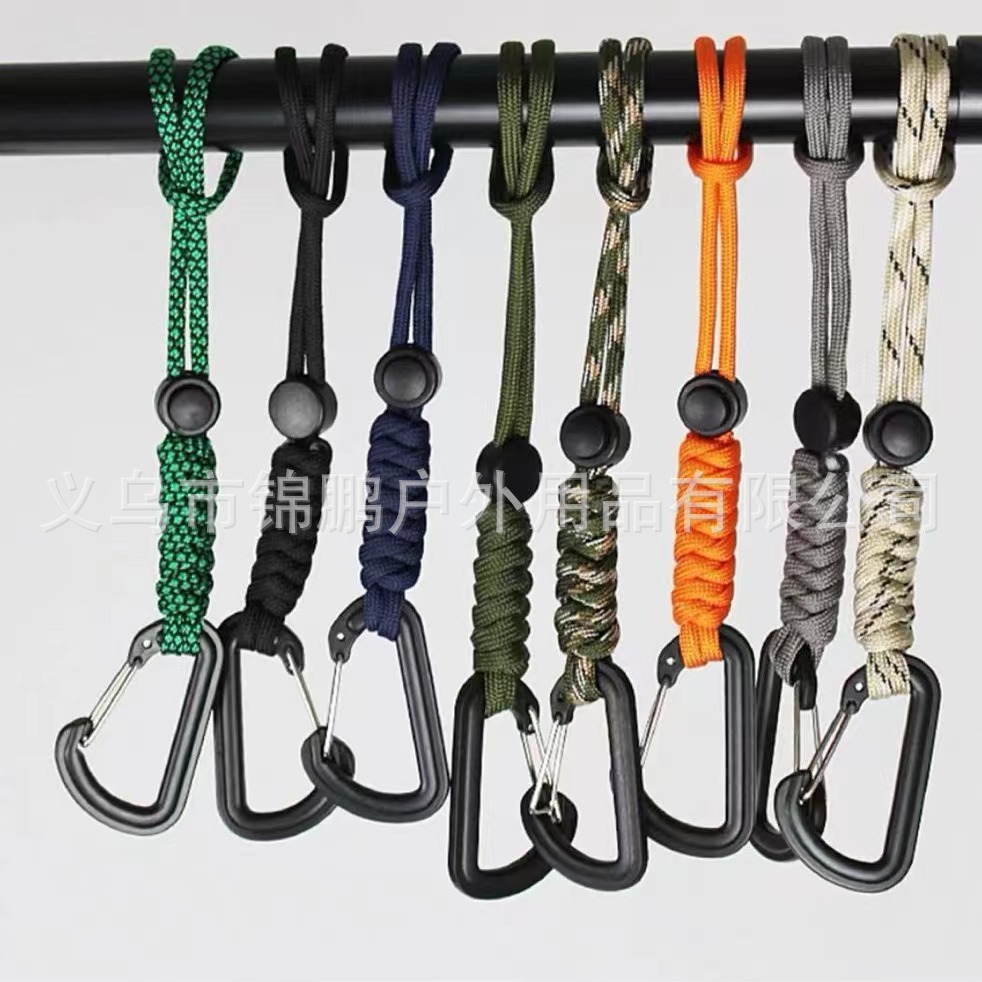 Picture of Cross-border new outdoor backpack hook carabiner hand-woven umbrella rope outdoor emergency umbrella rope key anti-lost rope
