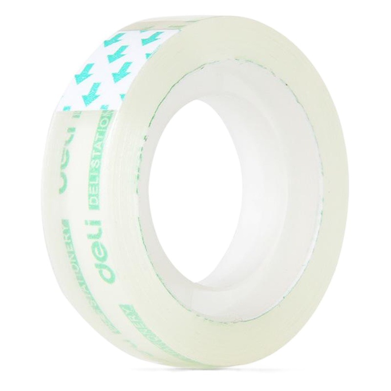 Deli Stationery Tape, 1.2cm Wide, Transparent, Student Size, 8mm Small Invisible Tape, 18mm Tube, Easy to Tear