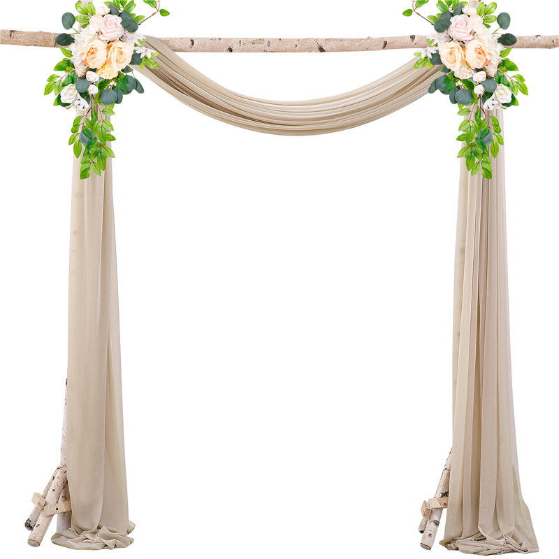 Picture of Cross-Border Popular Wedding Forest Lawn Outdoor Arch Decoration Wedding Arrangement Curtain Pearl Chiffon Gauze Curtain