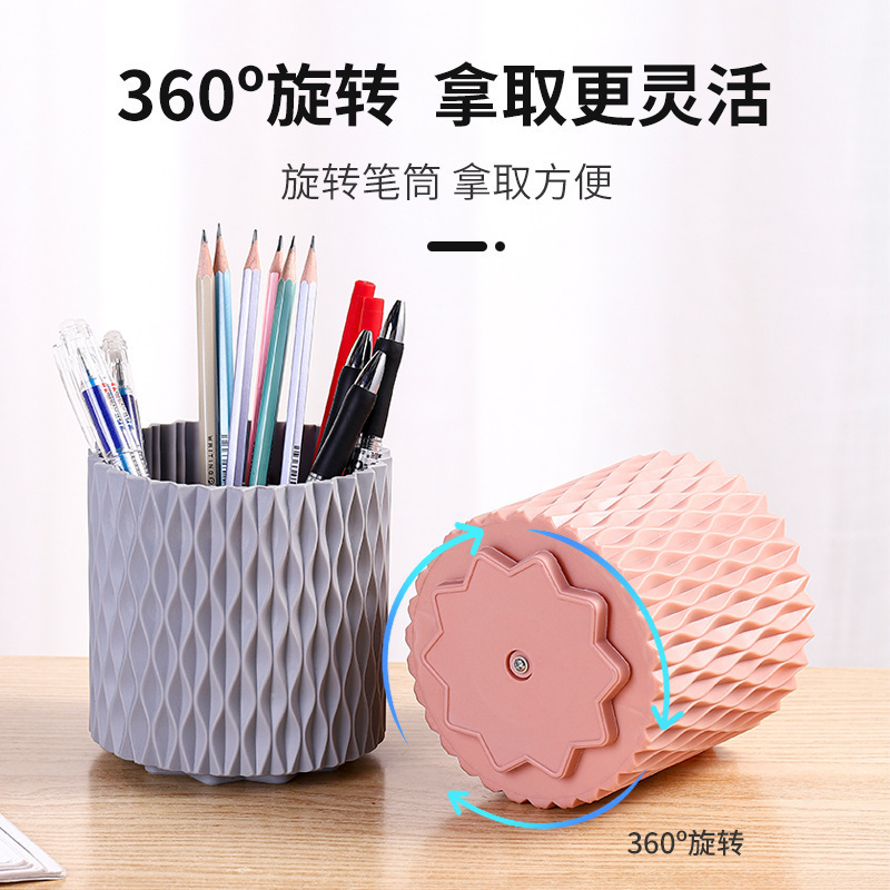 Picture of Cosmetic Storage Box Wholesale Rhombus 360 Rotating Plastic Round Household Lipstick Large Capacity Eyebrow Pencil Makeup Brush