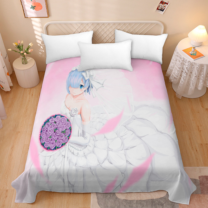 Picture of Anime Two-Dimensional Anime Rem Picture Gentleman 3D Beauty Bed Bed Sheets Single Piece Student Dormitory 1.9m