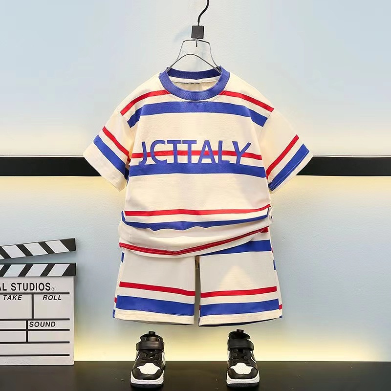 Children's Clothing Boys Summer Suit 2023 New Summer Thin Middle and Large Children's Sports Boys Summer Cool and Fashionable