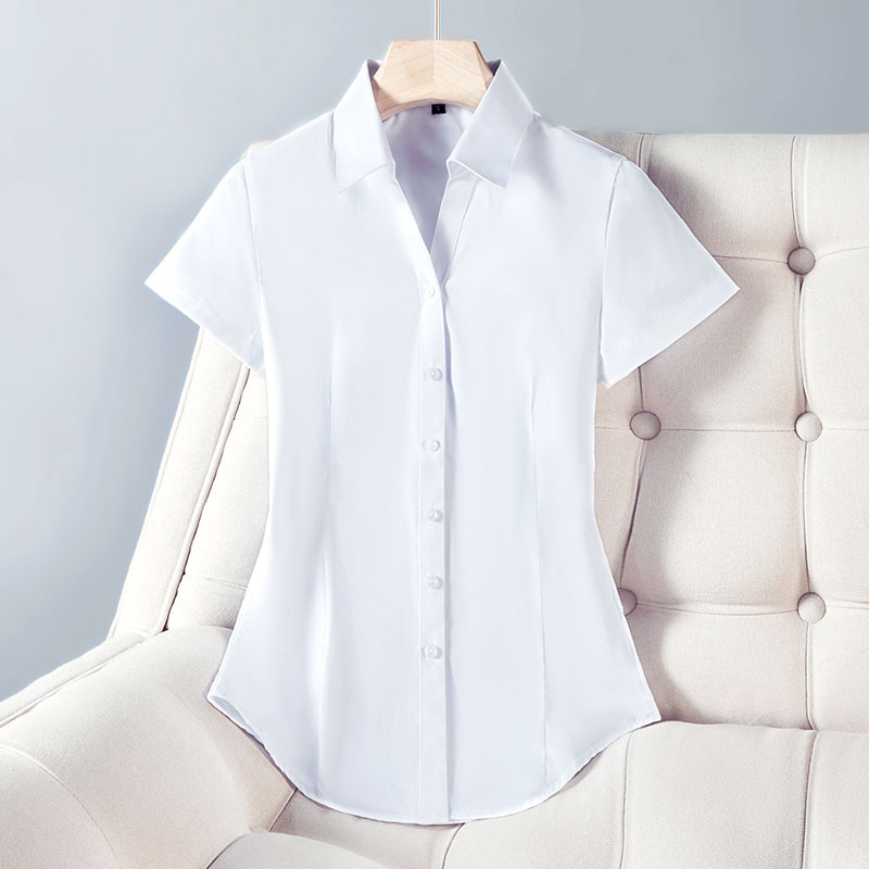 Picture of Women's Civil Servant Interview Application Professional Work Clothes White Shirt Women's Short-Sleeved Shirt College Students Slim and Elegant