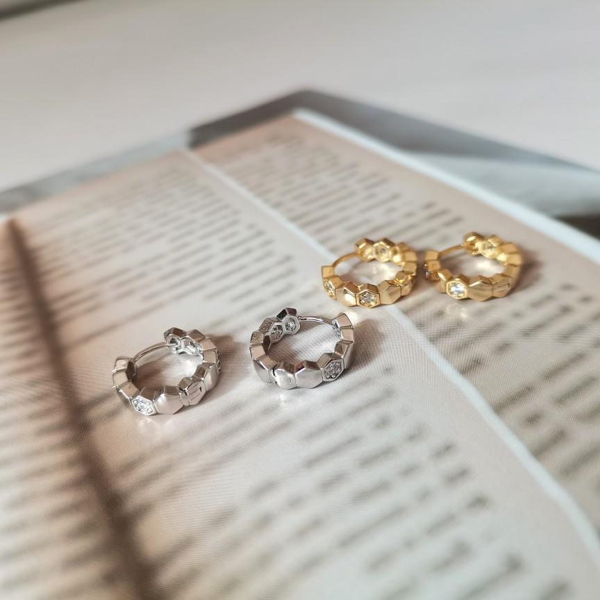 Geometric Distinctive Earrings Women's Korean Style Elegant Fashion Simple 925 Silver Pin Earrings ins Niche Design Creative Earrings
