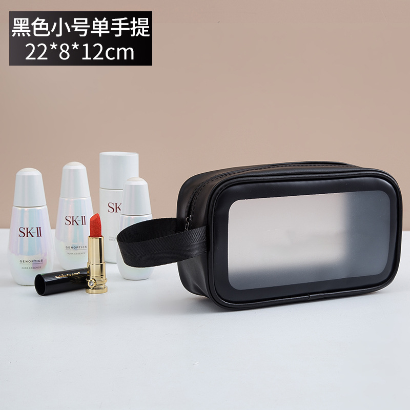 Picture of PVC Transparent Cosmetic Bag Simple Large Capacity Bath Bag PU Waterproof Portable Toiletry Bag Portable Travel Storage Bag