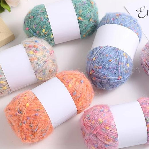 Colored mohair fleece rainbow candy pea thread handmade bag hook needle DIY hairpin hairpin doll material thread