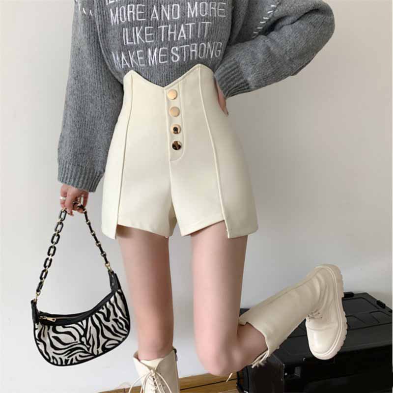 Picture of 2023 Summer New Design High waist shorts button decoration slimming A- line wide leg pants outer wear hot pants