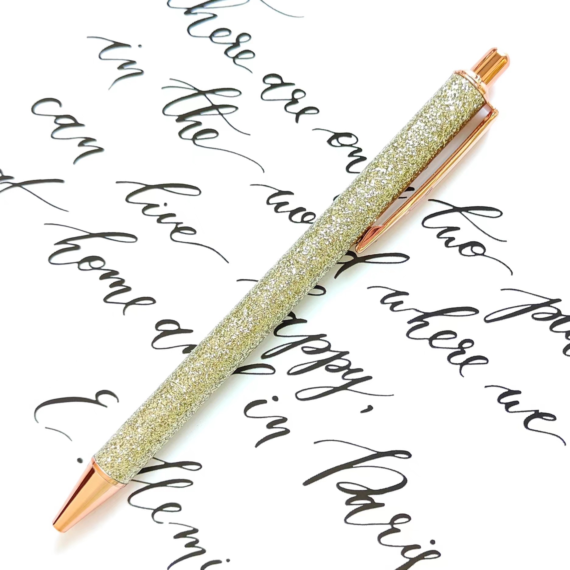 Picture of Press ball pen spot wholesale gold pink press pen creative rainbow PU foreskin gift advertising