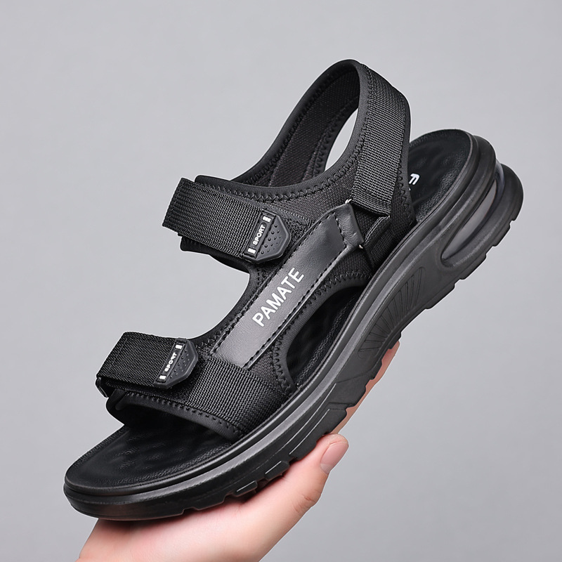 Casual Sandals Men's Trendy 2025 Summer New Arrival Men's Fashion Heightened Air Cushioned Beach Shoes Velcro Sandals Men's Shoes